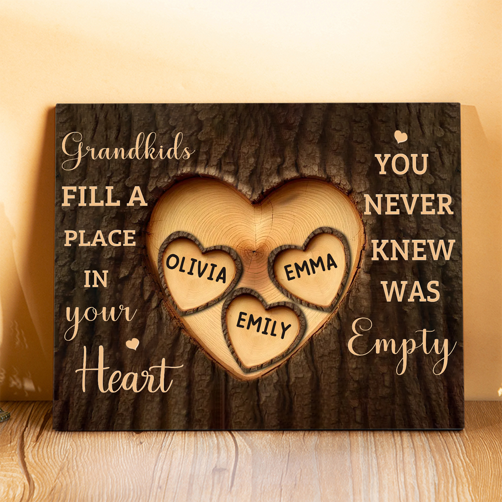 Personalised Wooden Plaque Grandkids Fill a Place in Your Heart Custom 1-7 Names Gift for Grandparents | Jessemade