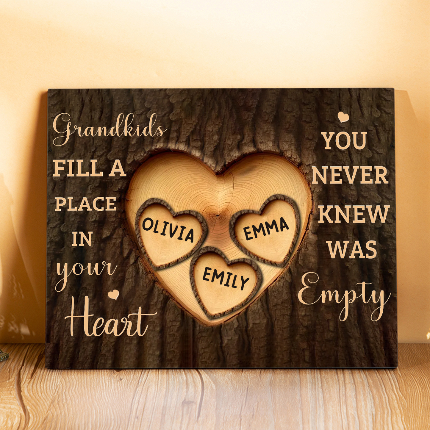 Personalised Wooden Plaque Grandkids Fill a Place in Your Heart Custom 1-7 Names Gift for Grandparents | Jessemade