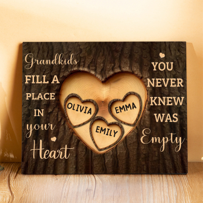 Personalised Wooden Plaque Grandkids Fill a Place in Your Heart Custom 1-7 Names Gift for Grandparents | Jessemade