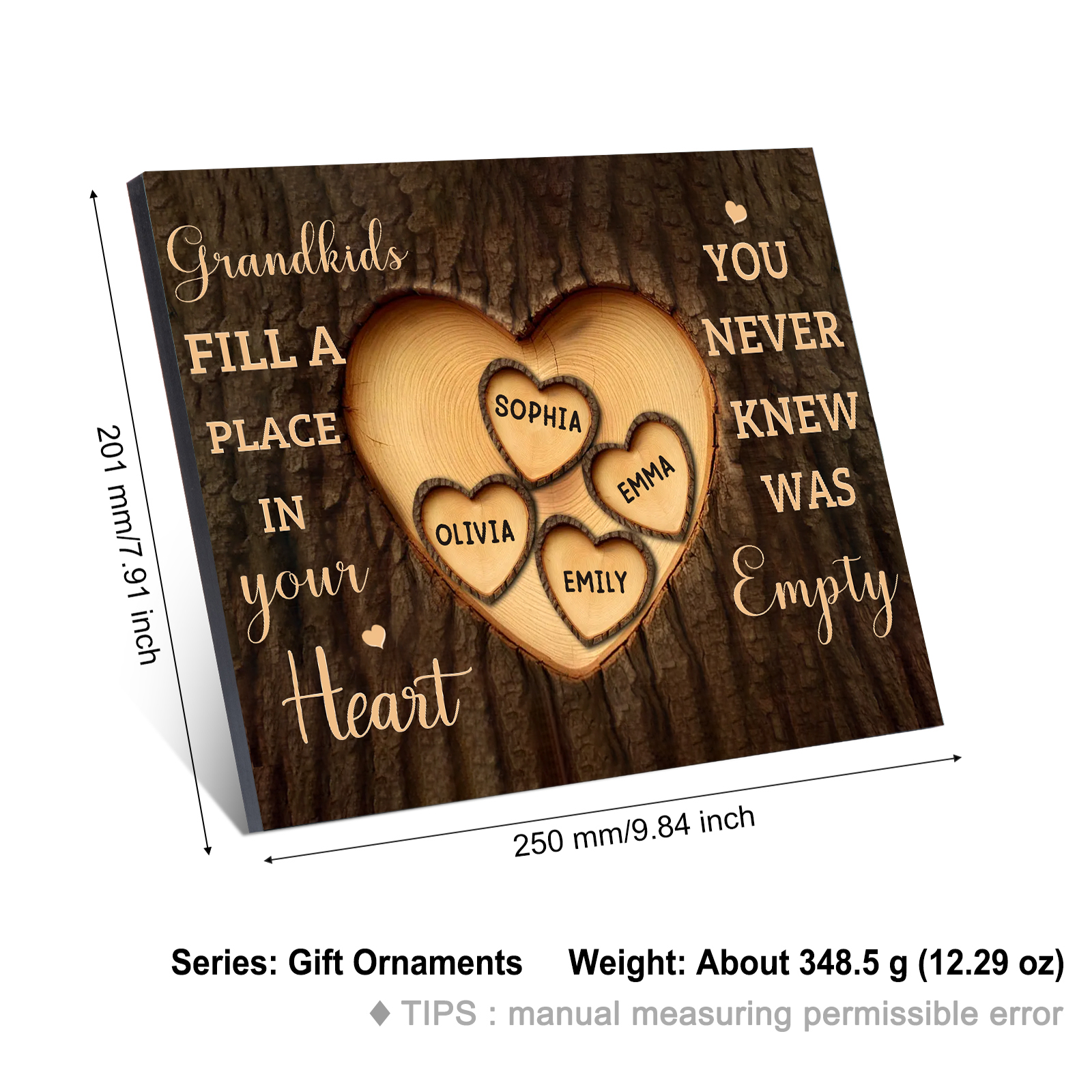 Personalised Wooden Plaque Grandkids Fill a Place in Your Heart Custom 1-7 Names Gift for Grandparents | Jessemade