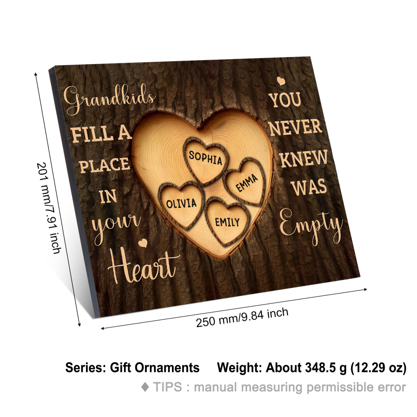 Personalised Wooden Plaque Grandkids Fill a Place in Your Heart Custom 1-7 Names Gift for Grandparents | Jessemade