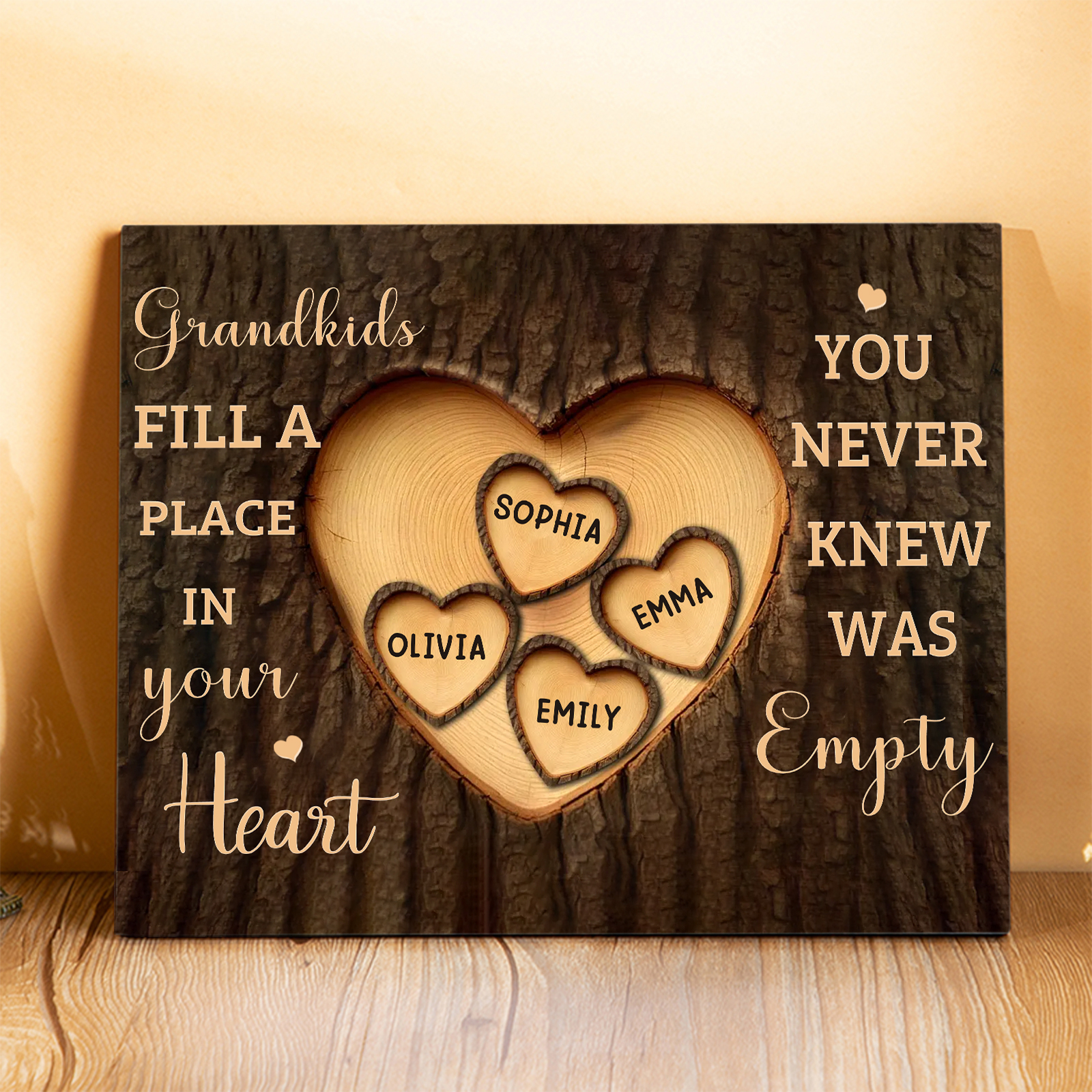Personalised Wooden Plaque Grandkids Fill a Place in Your Heart Custom 1-7 Names Gift for Grandparents | Jessemade