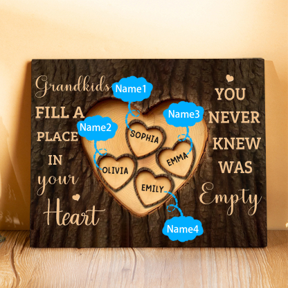 Personalised Wooden Plaque Grandkids Fill a Place in Your Heart Custom 1-7 Names Gift for Grandparents | Jessemade