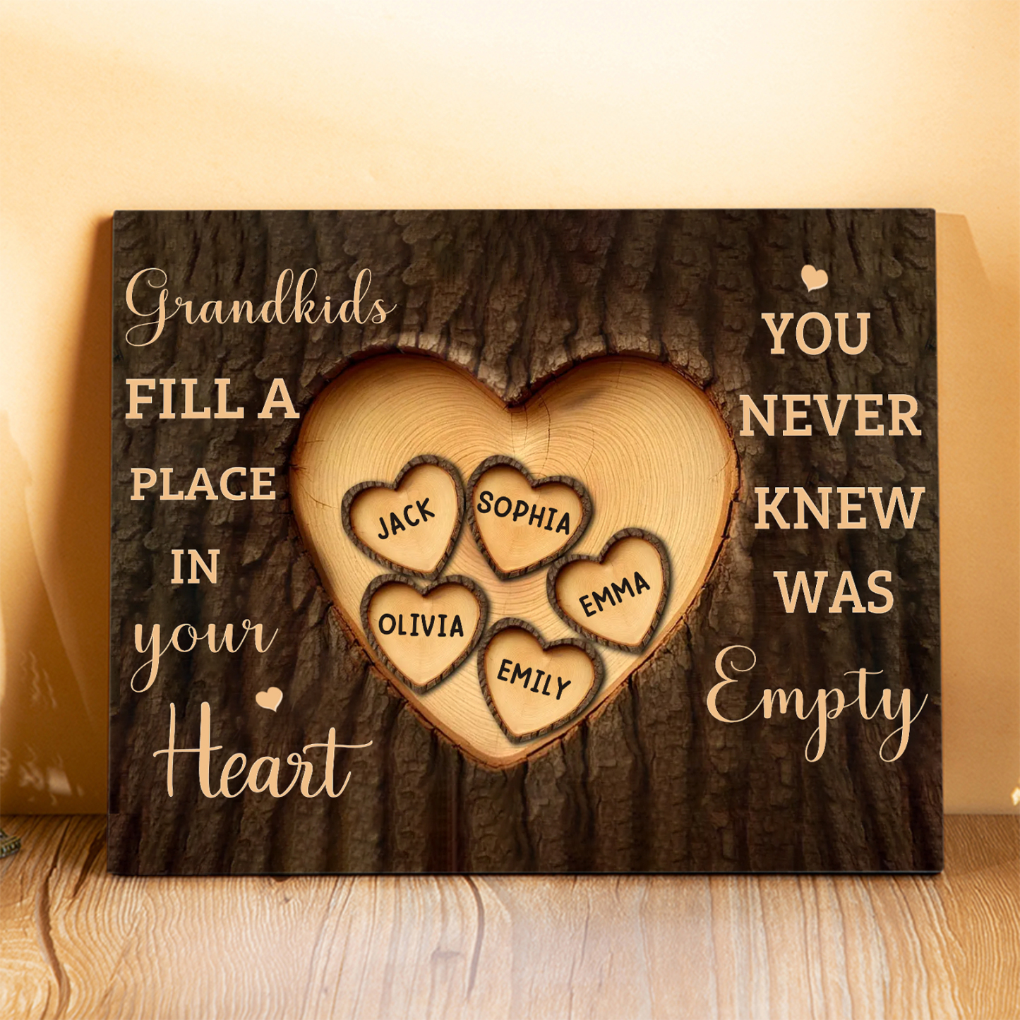 Personalised Wooden Plaque Grandkids Fill a Place in Your Heart Custom 1-7 Names Gift for Grandparents | Jessemade