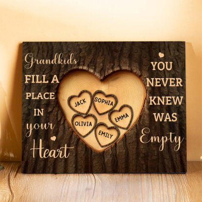 Personalised Wooden Plaque Grandkids Fill a Place in Your Heart Custom 1-7 Names Gift for Grandparents | Jessemade