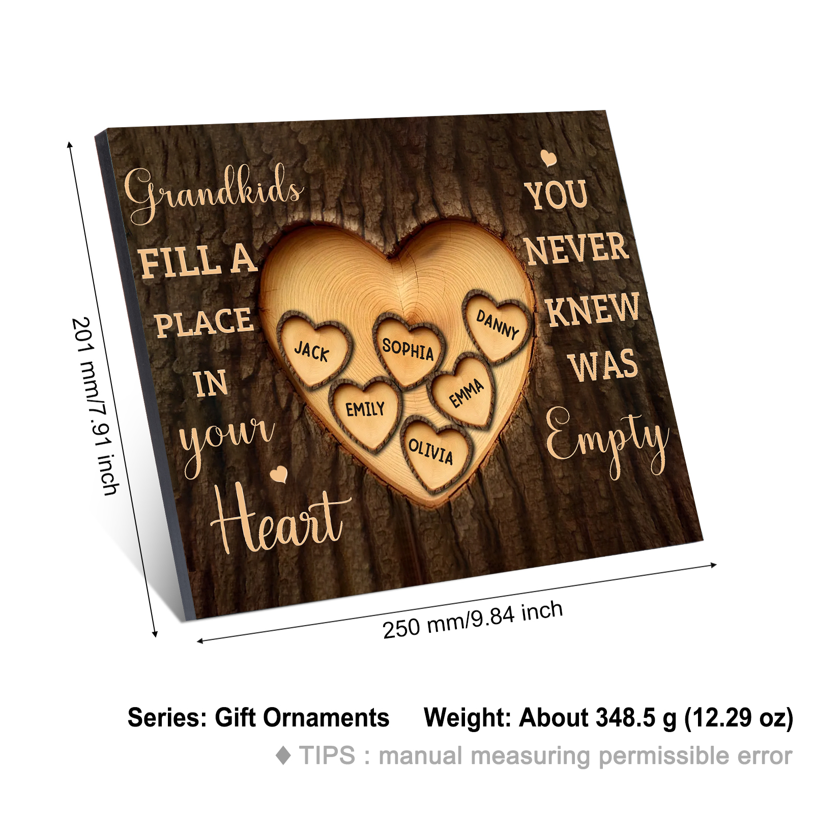 Personalised Wooden Plaque Grandkids Fill a Place in Your Heart Custom 1-7 Names Gift for Grandparents | Jessemade