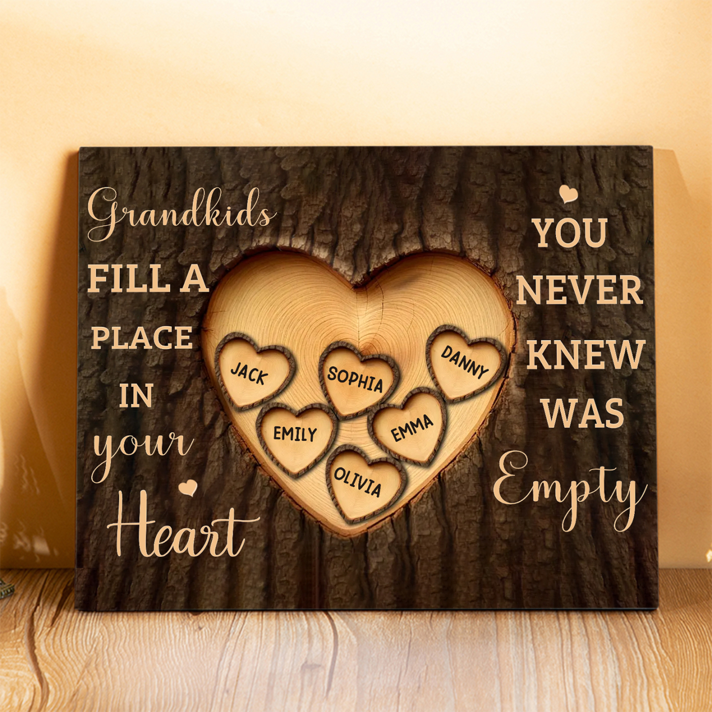 Personalised Wooden Plaque Grandkids Fill a Place in Your Heart Custom 1-7 Names Gift for Grandparents | Jessemade