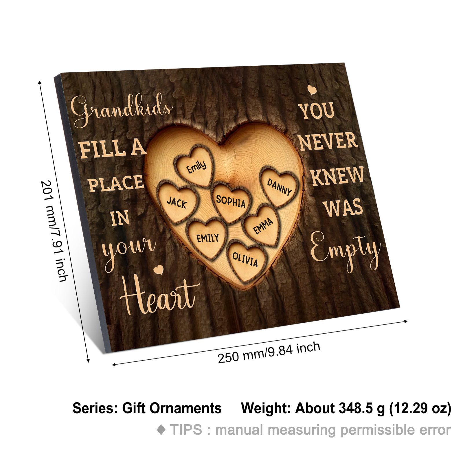 Personalised Wooden Plaque Grandkids Fill a Place in Your Heart Custom 1-7 Names Gift for Grandparents | Jessemade