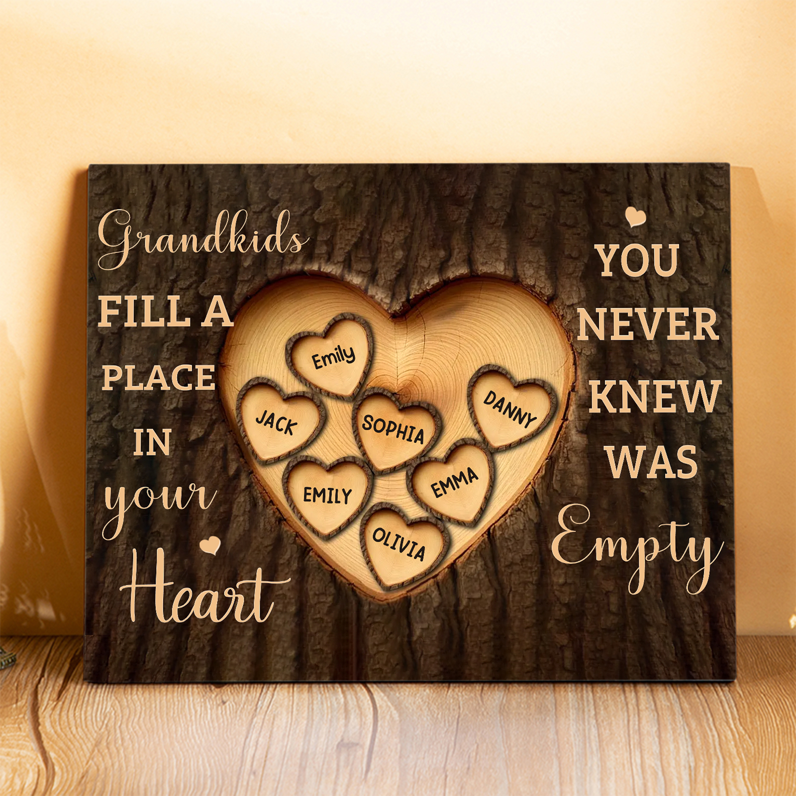 Personalised Wooden Plaque Grandkids Fill a Place in Your Heart Custom 1-7 Names Gift for Grandparents | Jessemade