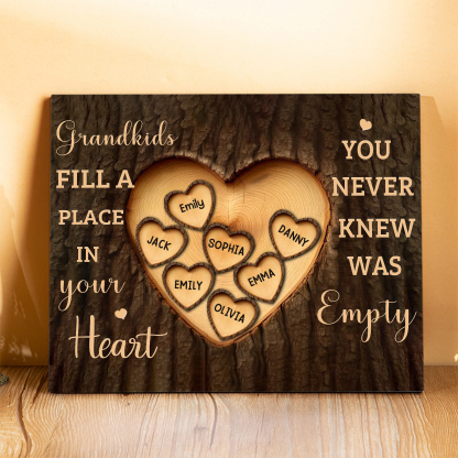 Personalised Wooden Plaque Grandkids Fill a Place in Your Heart Custom 1-7 Names Gift for Grandparents | Jessemade