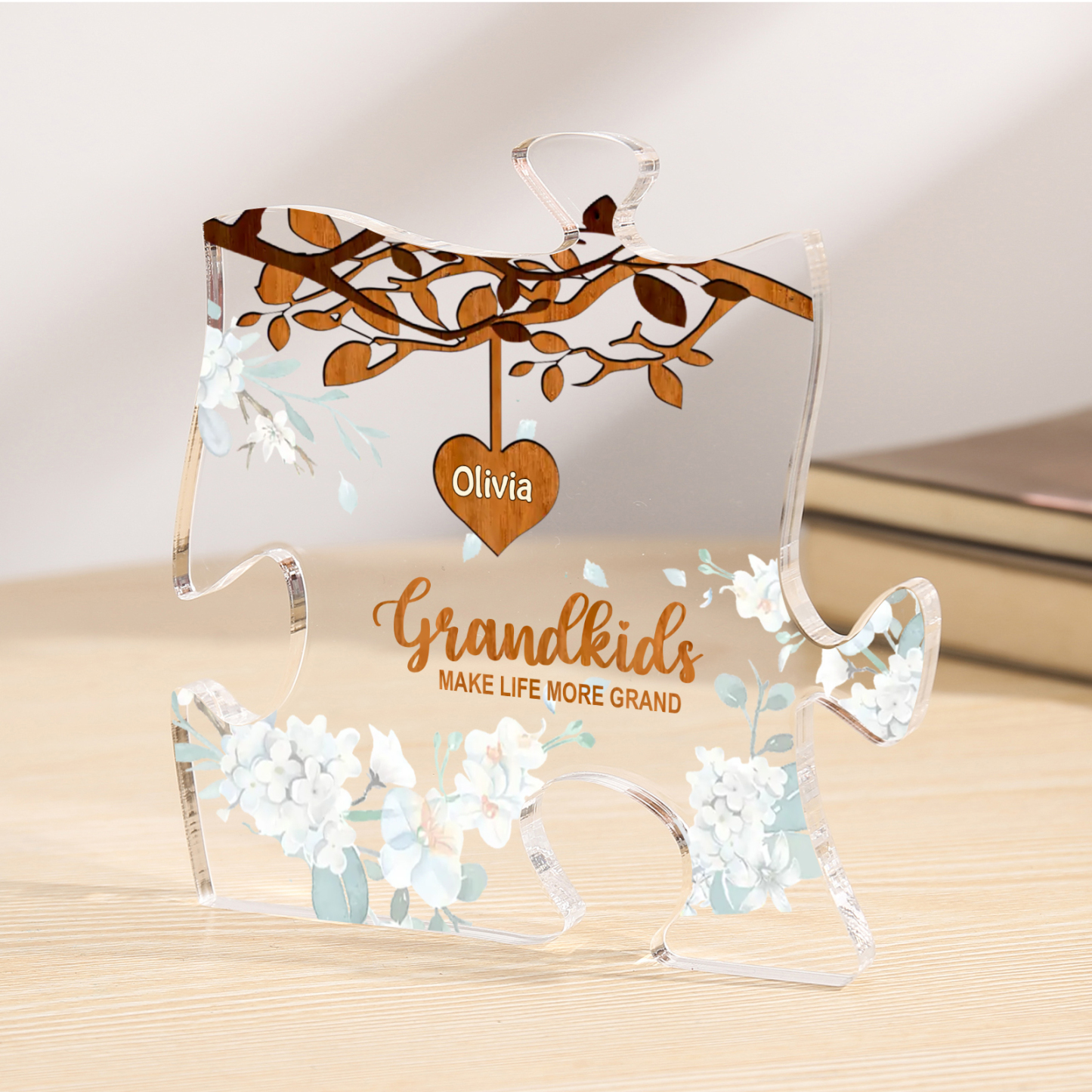 Personalised Puzzle Acrylic Plaque Custom 1-8 Names Grandkids Make Lif