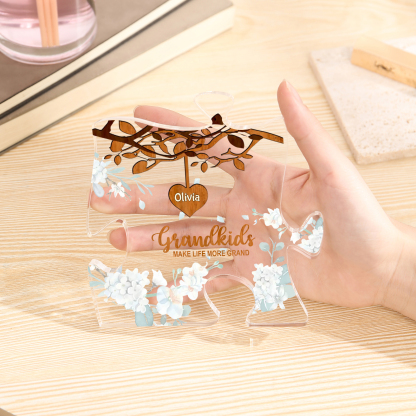 Personalised Puzzle Acrylic Plaque Custom 1-8 Names Grandkids Make Life More Grand Gift for Grandparents | Jessemade
