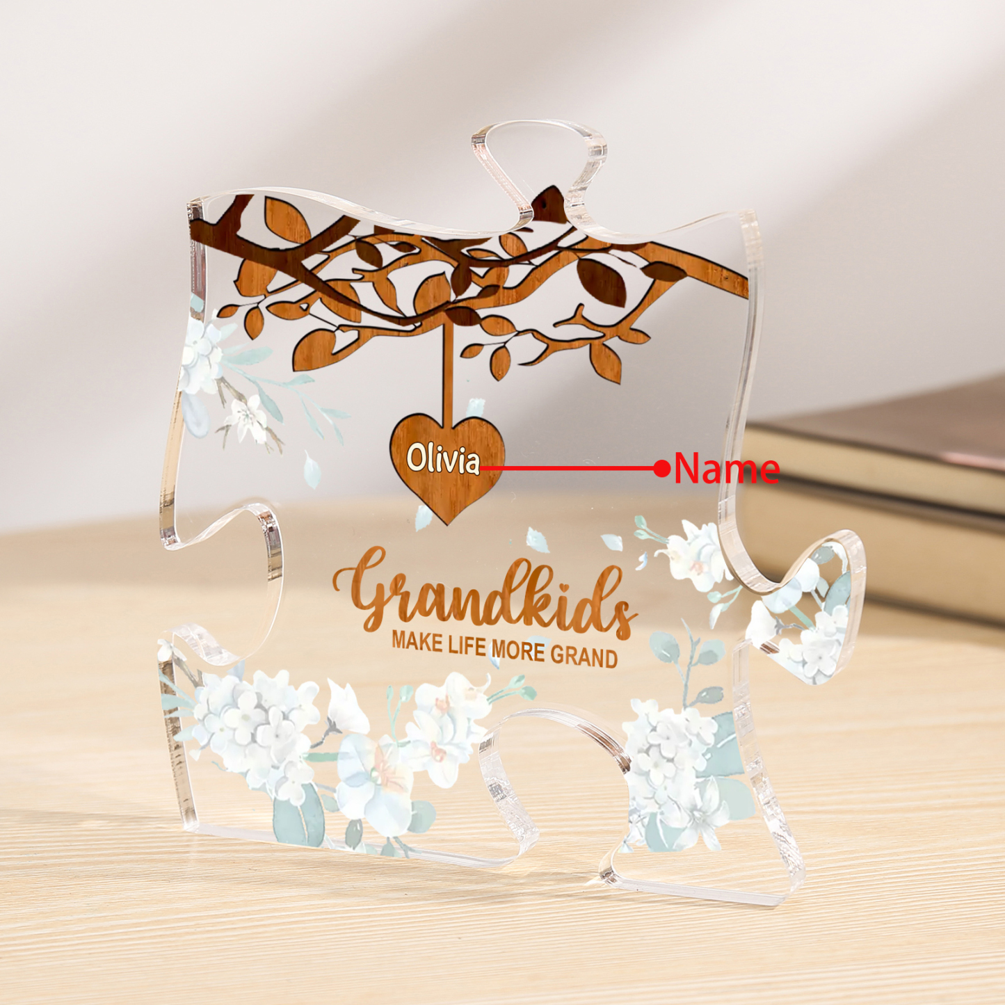 Personalised Puzzle Acrylic Plaque Custom 1-8 Names Grandkids Make Life More Grand Gift for Grandparents | Jessemade