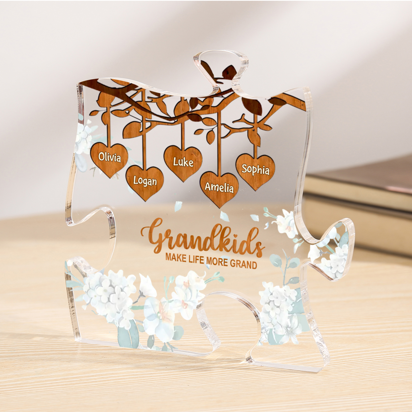 Personalised Puzzle Acrylic Plaque Custom 1-8 Names Grandkids Make Life More Grand Gift for Grandparents | Jessemade