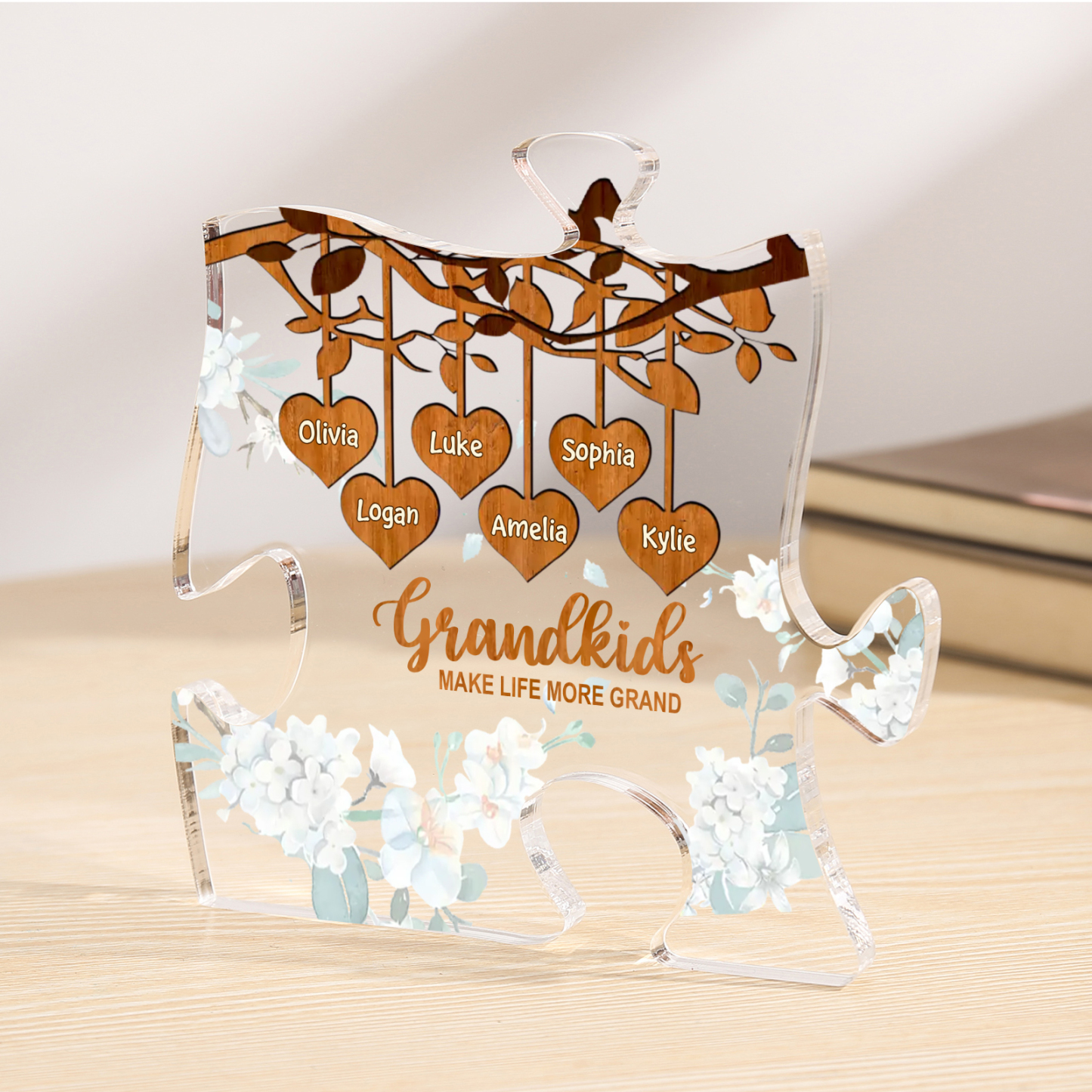 Personalised Puzzle Acrylic Plaque Custom 1-8 Names Grandkids Make Life More Grand Gift for Grandparents | Jessemade