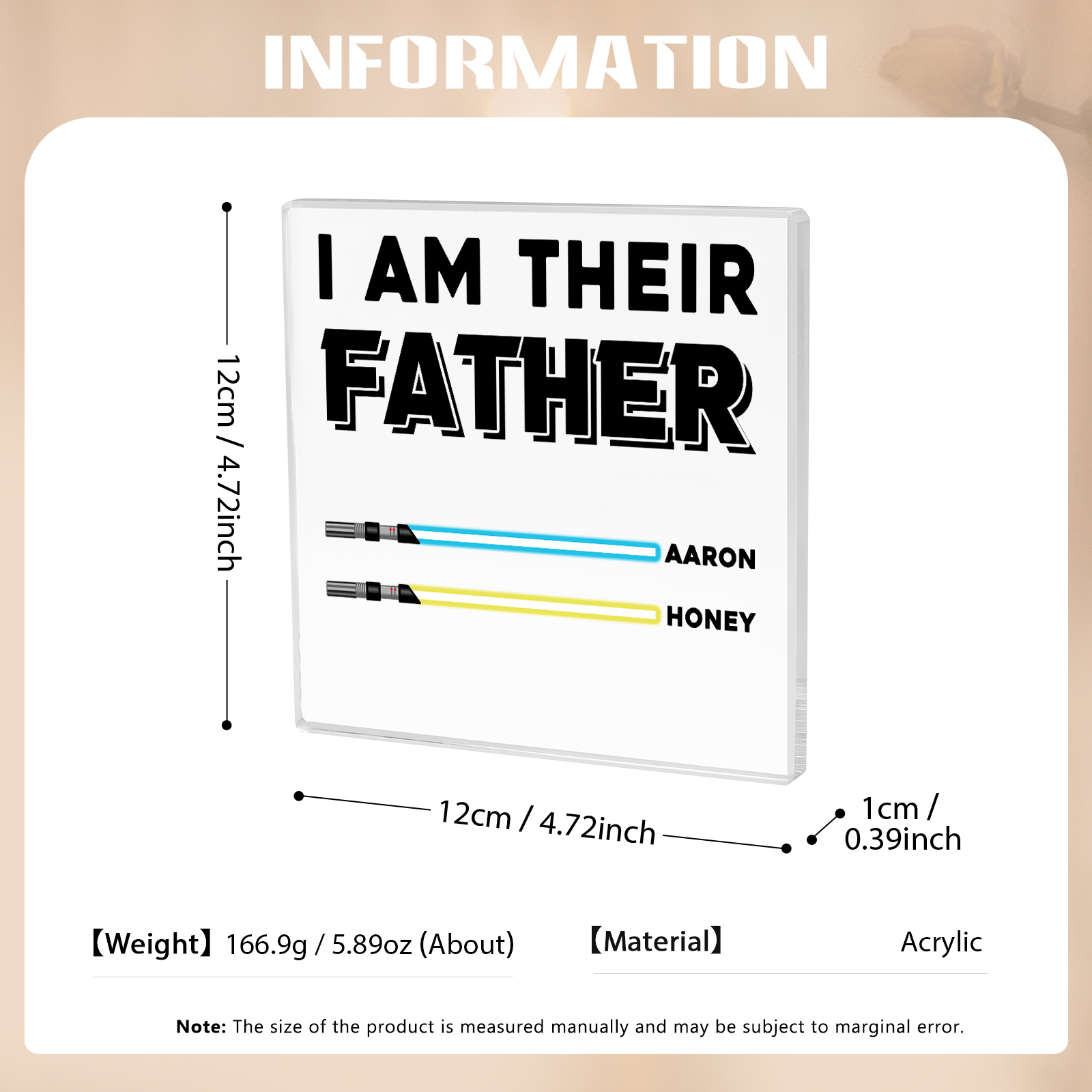 Personalised Acrylic Plaque I Am Their Father Custom Lightsaber Gift for Dad | Jessemade
