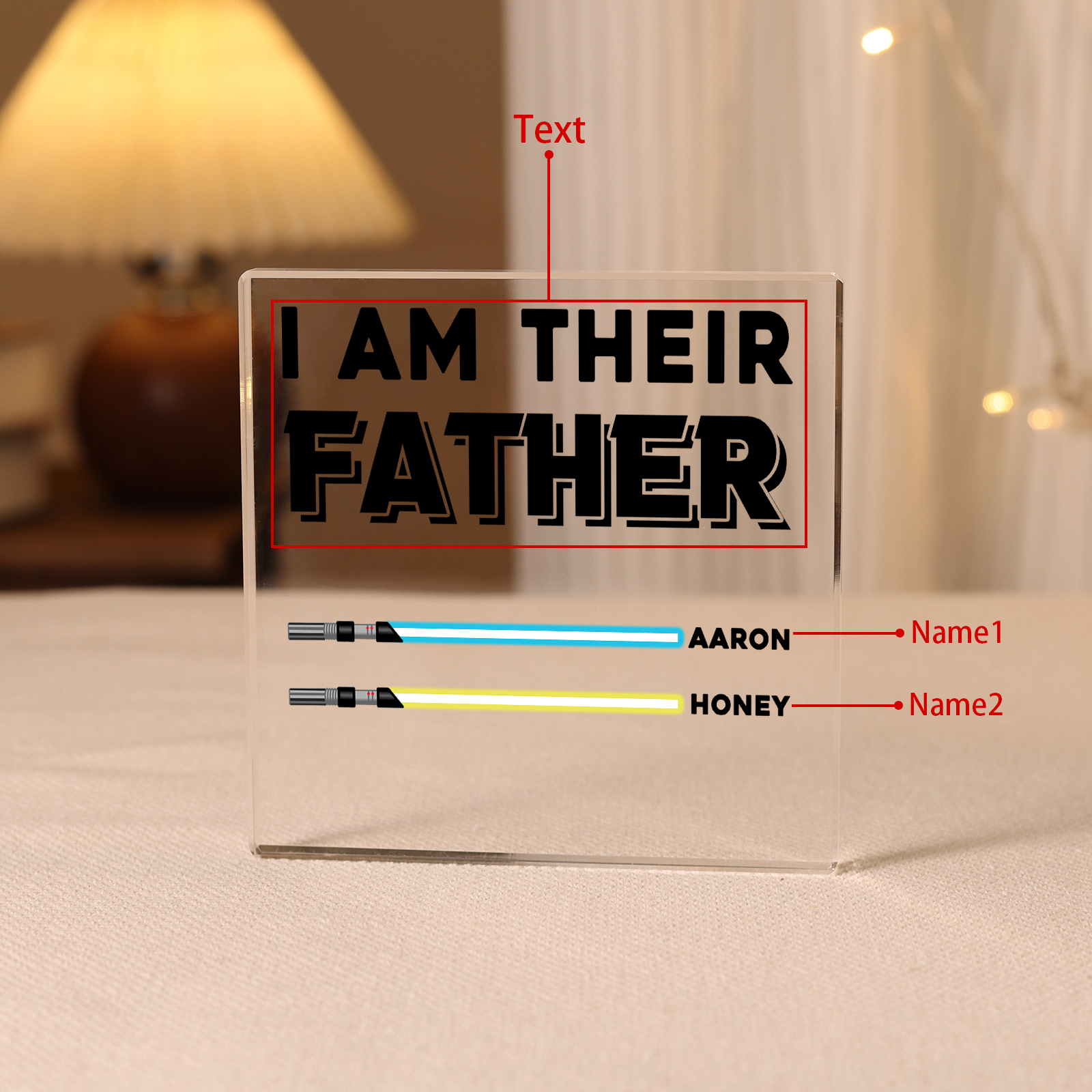 Personalised Acrylic Plaque I Am Their Father Custom Lightsaber Gift for Dad | Jessemade