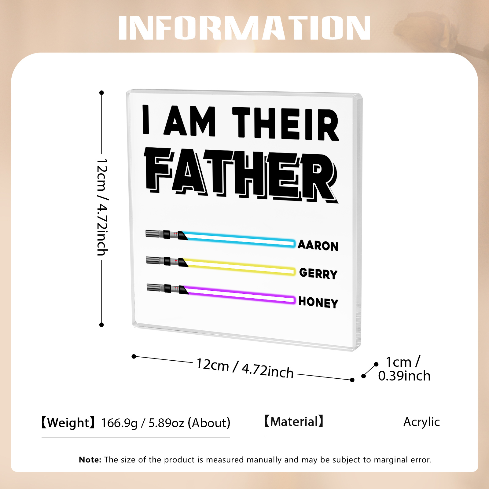 Personalised Acrylic Plaque I Am Their Father Custom Lightsaber Gift for Dad | Jessemade