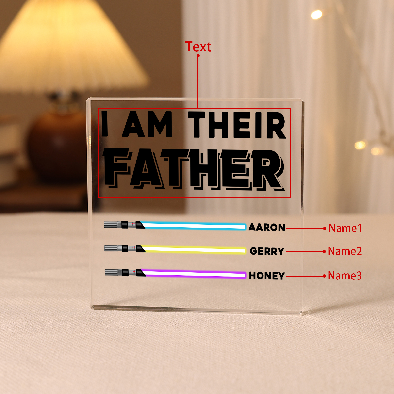 Personalised Acrylic Plaque I Am Their Father Custom Lightsaber Gift for Dad | Jessemade