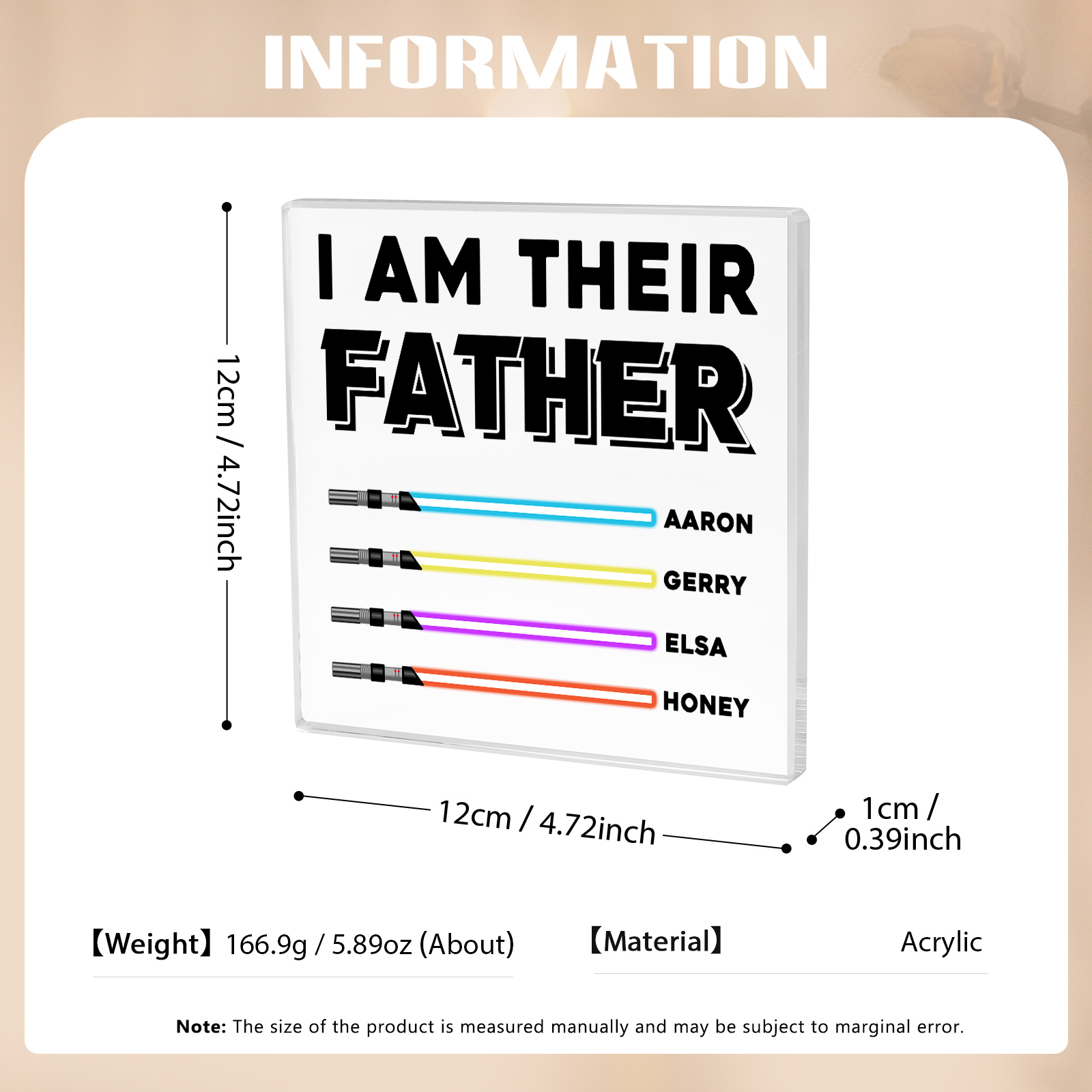Personalised Acrylic Plaque I Am Their Father Custom Lightsaber Gift for Dad | Jessemade