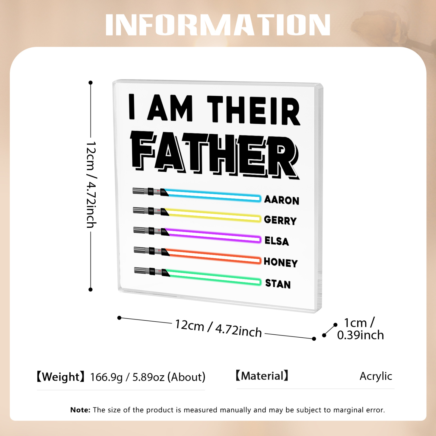 Personalised Acrylic Plaque I Am Their Father Custom Lightsaber Gift for Dad | Jessemade