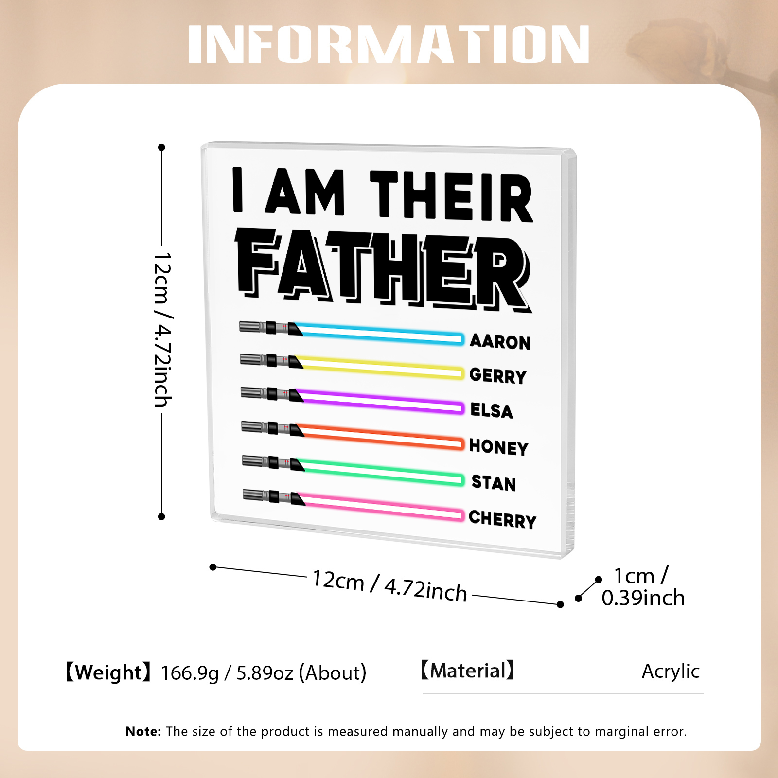 Personalised Acrylic Plaque I Am Their Father Custom Lightsaber Gift for Dad | Jessemade