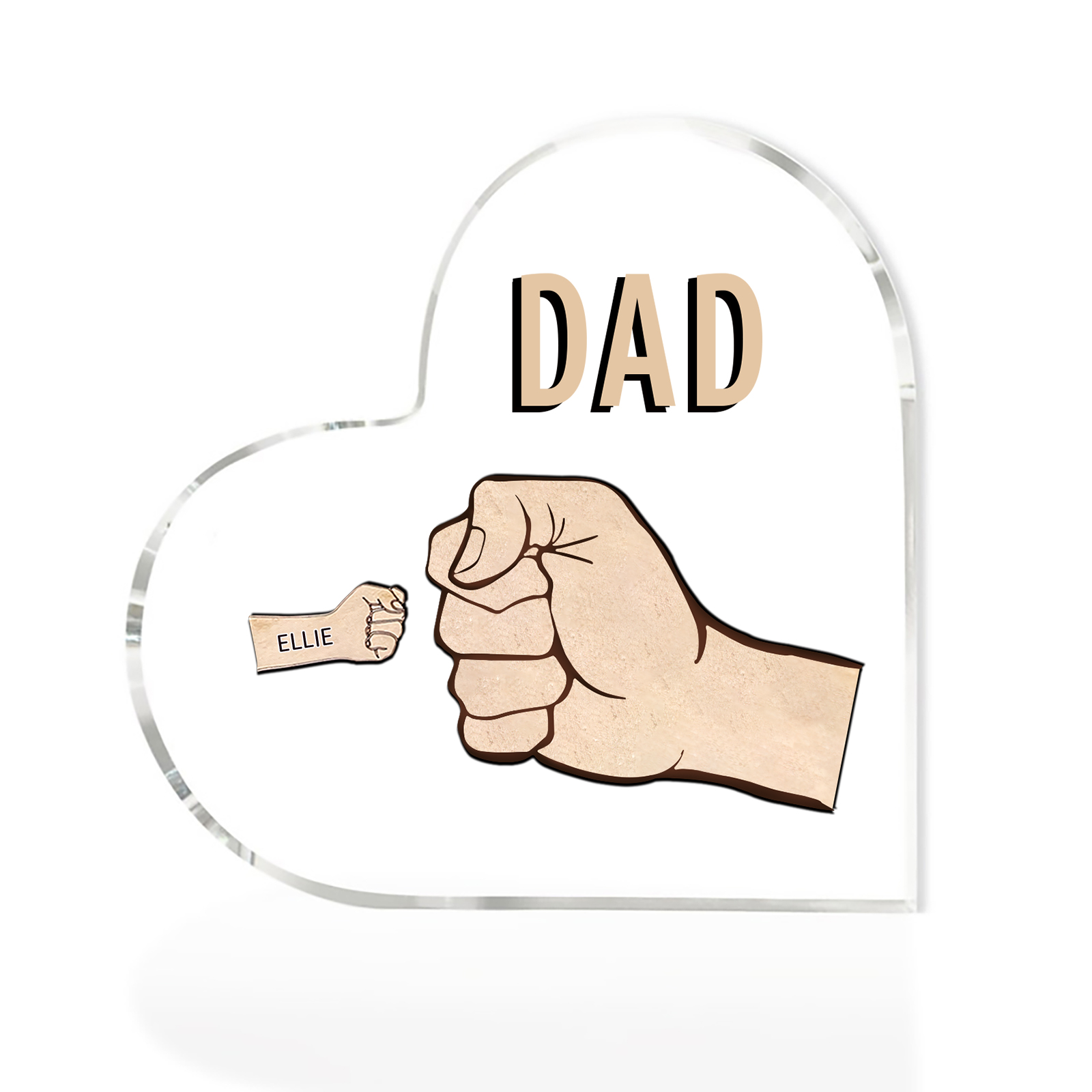 Personalised Heart Shaped Acrylic Plaque Father and Child Fist Custom Gift for Dad | Jessemade