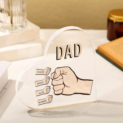 Personalised Heart Shaped Acrylic Plaque Father and Child Fist Custom Gift for Dad | Jessemade