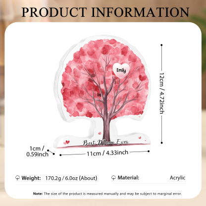 Personalised Tree Shaped Acrylic Plaque Best Mom Ever Custom Family Tree Gift for Mom | Jessemade