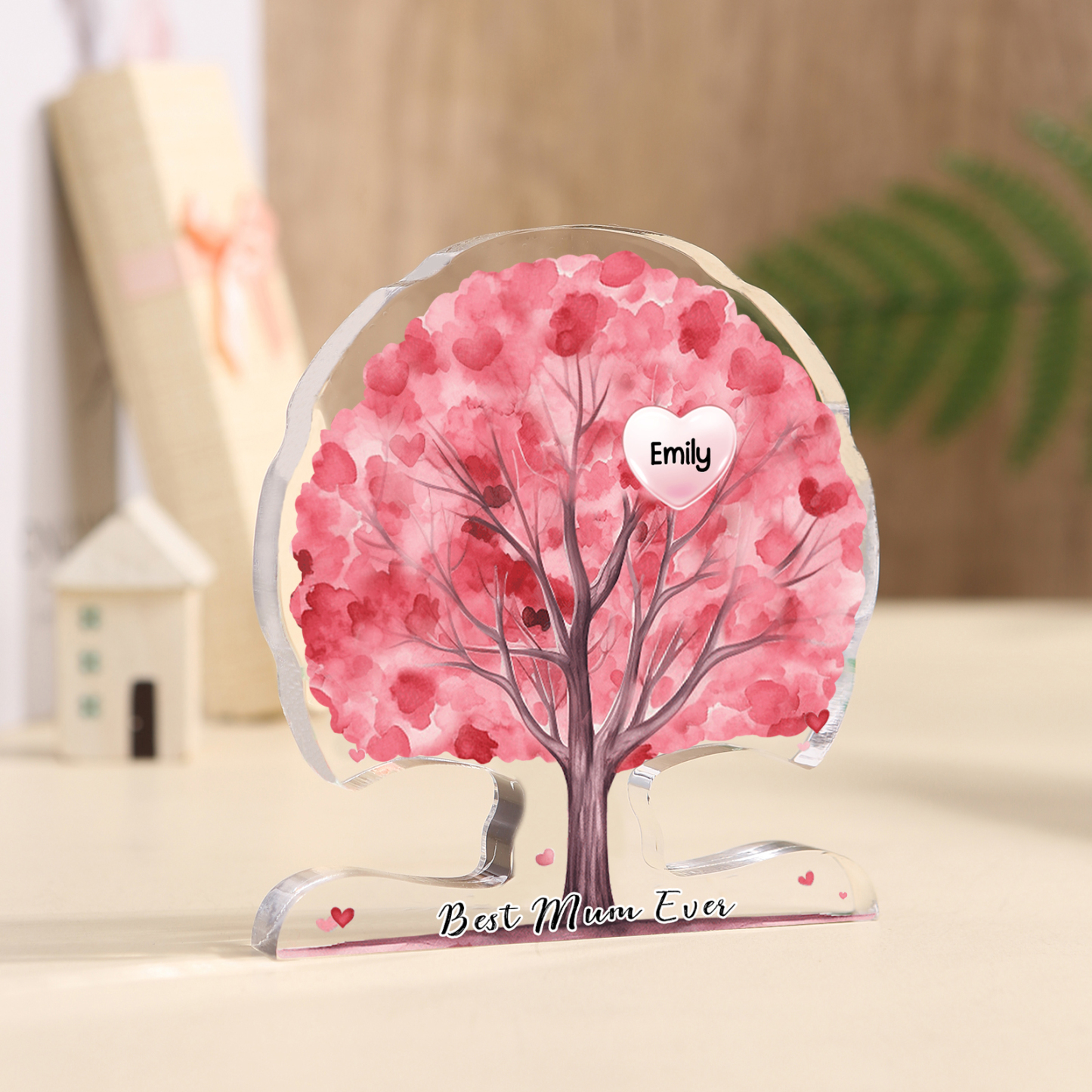 Personalised Tree Shaped Acrylic Plaque Best Mom Ever Custom Family Tr