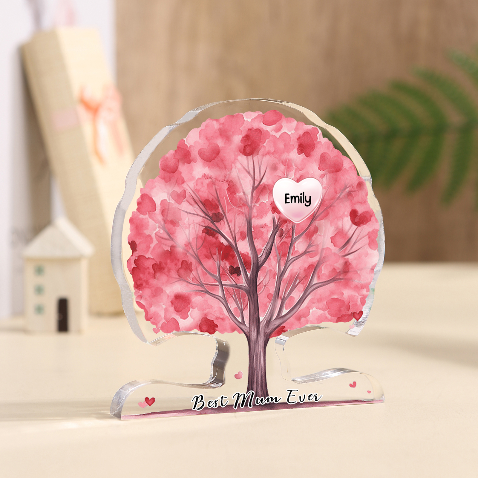 Personalised Tree Shaped Acrylic Plaque Best Mom Ever Custom Family Tr