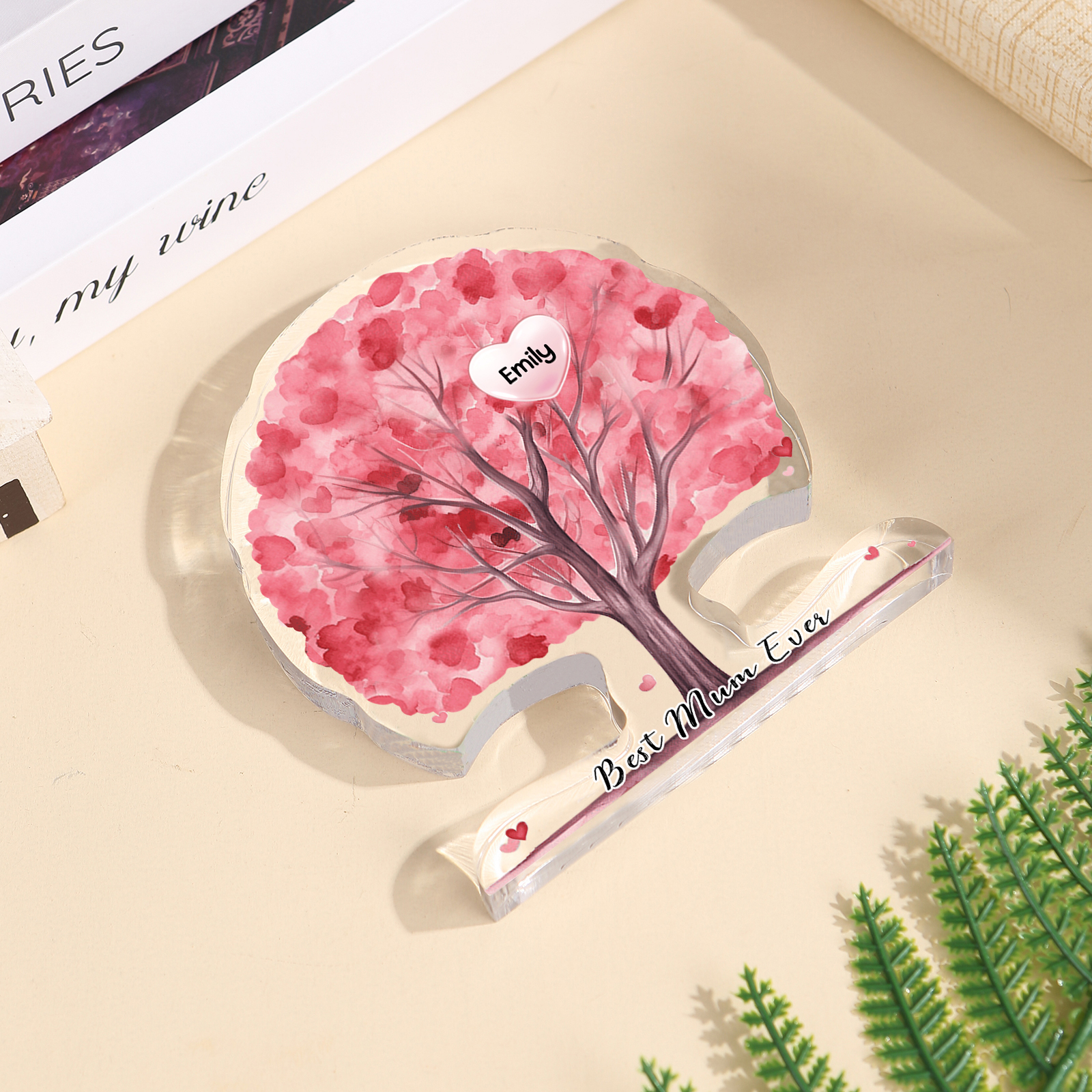 Personalised Tree Shaped Acrylic Plaque Best Mom Ever Custom Family Tree Gift for Mom | Jessemade