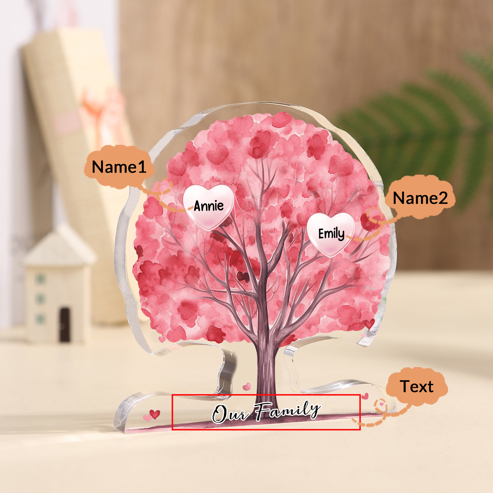 Personalised Tree Shaped Acrylic Plaque Best Mom Ever Custom Family Tree Gift for Mom | Jessemade