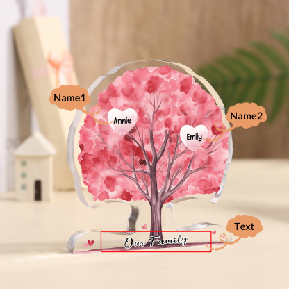 Personalised Tree Shaped Acrylic Plaque Best Mom Ever Custom Family Tree Gift for Mom | Jessemade