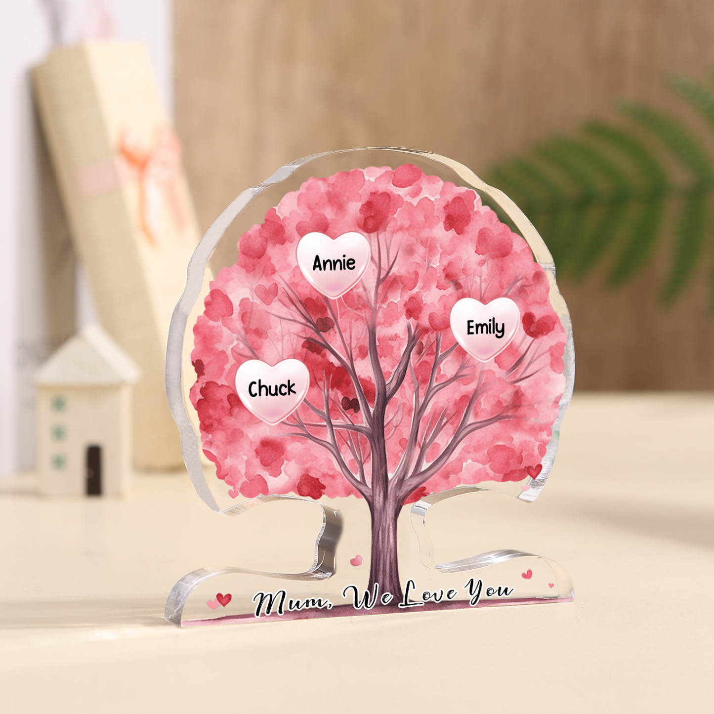 Personalised Tree Shaped Acrylic Plaque Best Mom Ever Custom Family Tree Gift for Mom | Jessemade