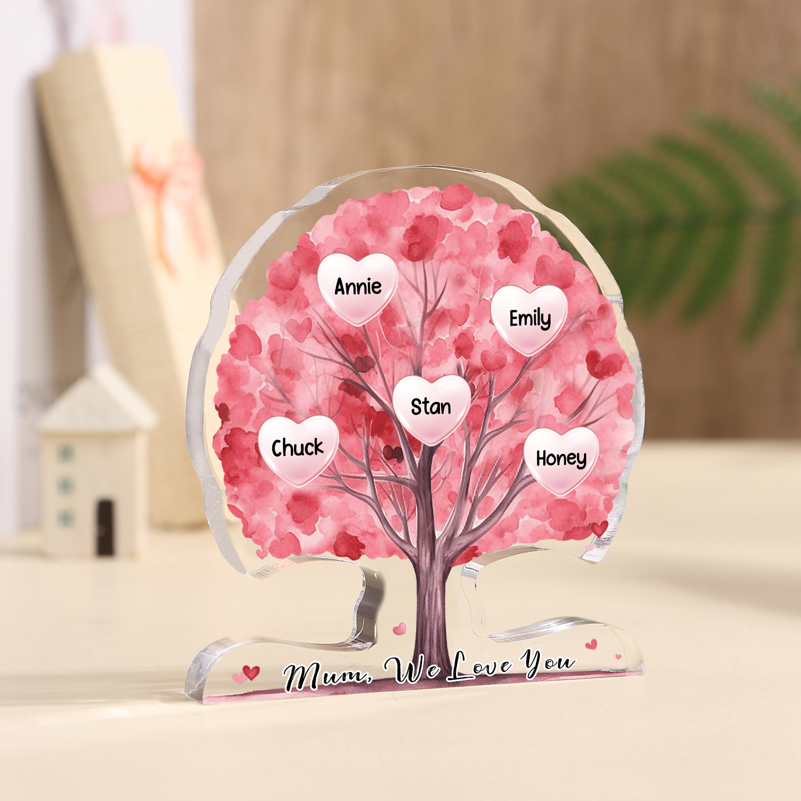 Personalised Tree Shaped Acrylic Plaque Best Mom Ever Custom Family Tree Gift for Mom | Jessemade