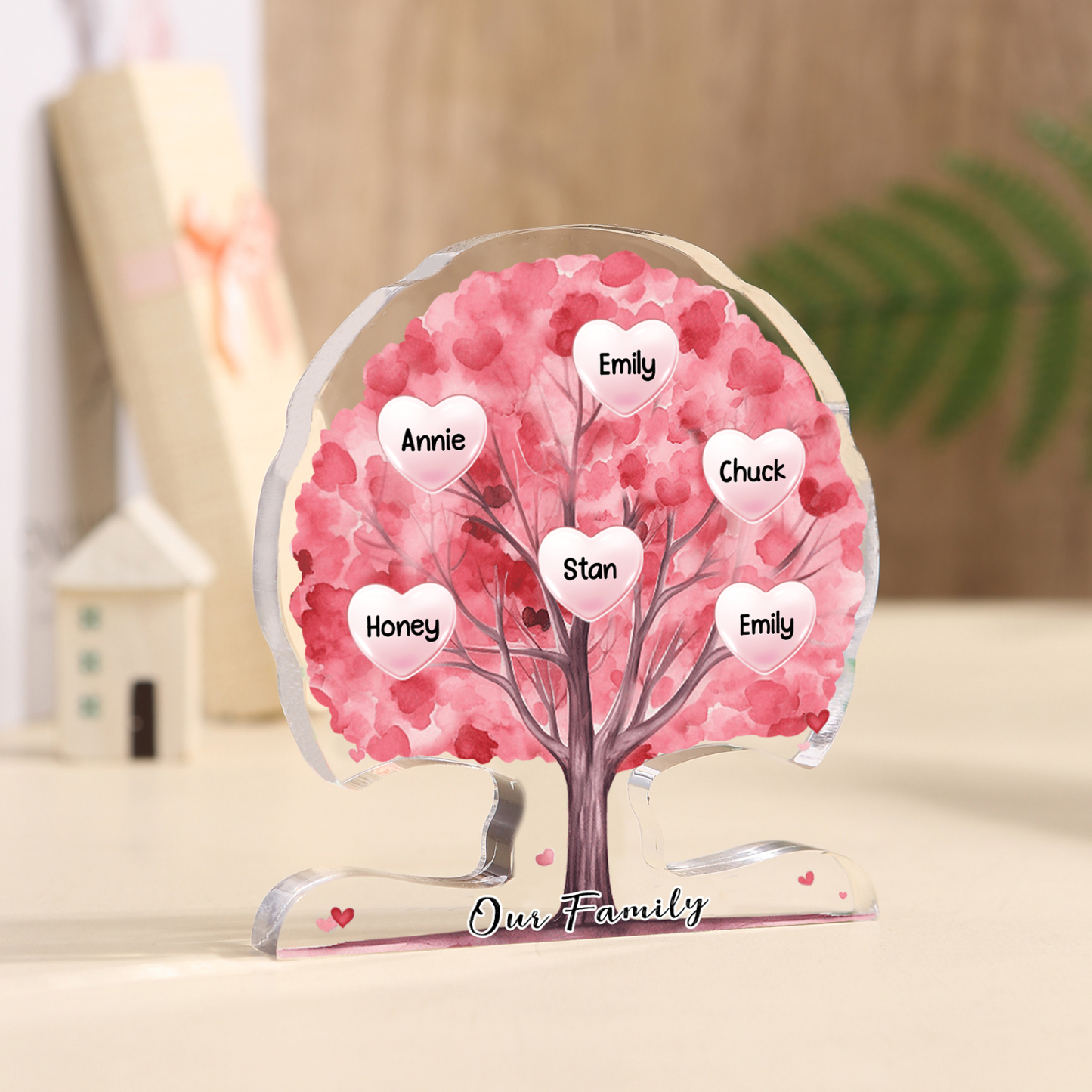 Personalised Tree Shaped Acrylic Plaque Best Mom Ever Custom Family Tree Gift for Mom | Jessemade
