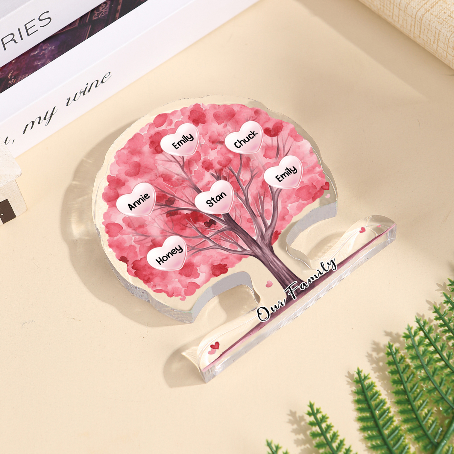 Personalised Tree Shaped Acrylic Plaque Best Mom Ever Custom Family Tree Gift for Mom | Jessemade