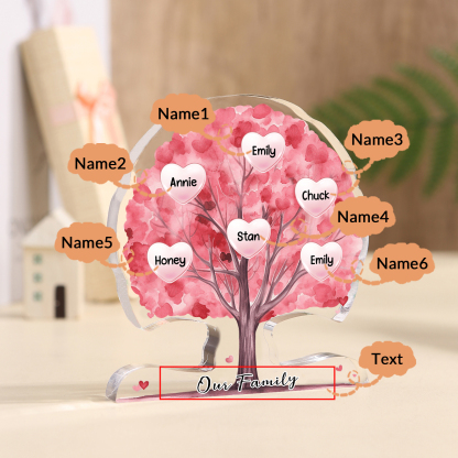Personalised Tree Shaped Acrylic Plaque Best Mom Ever Custom Family Tree Gift for Mom | Jessemade