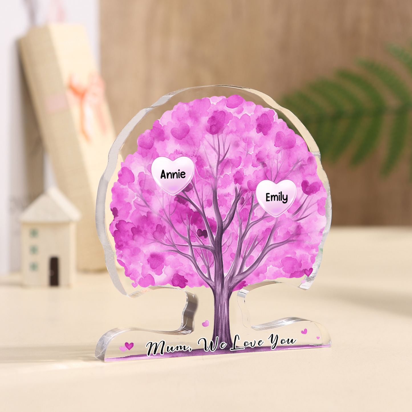 Personalised Tree Shaped Acrylic Plaque Best Mom Ever Custom Family Tree Gift for Mom | Jessemade