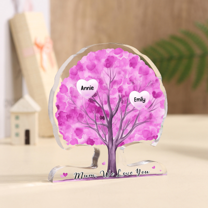 Personalised Tree Shaped Acrylic Plaque Best Mom Ever Custom Family Tree Gift for Mom | Jessemade