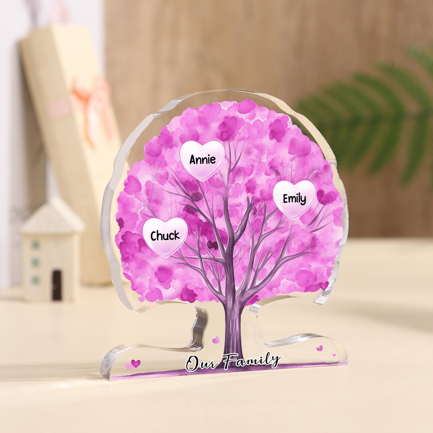 Personalised Tree Shaped Acrylic Plaque Best Mom Ever Custom Family Tree Gift for Mom | Jessemade