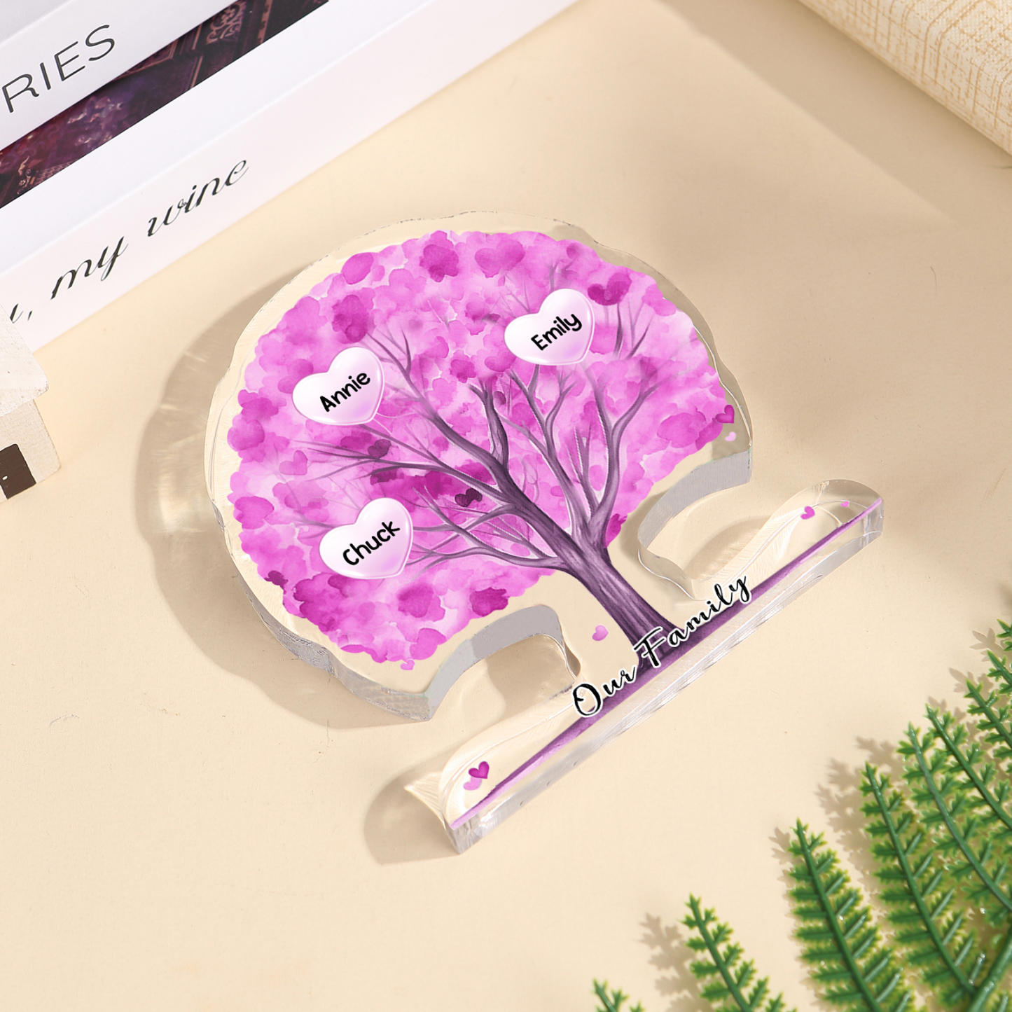 Personalised Tree Shaped Acrylic Plaque Best Mom Ever Custom Family Tree Gift for Mom | Jessemade