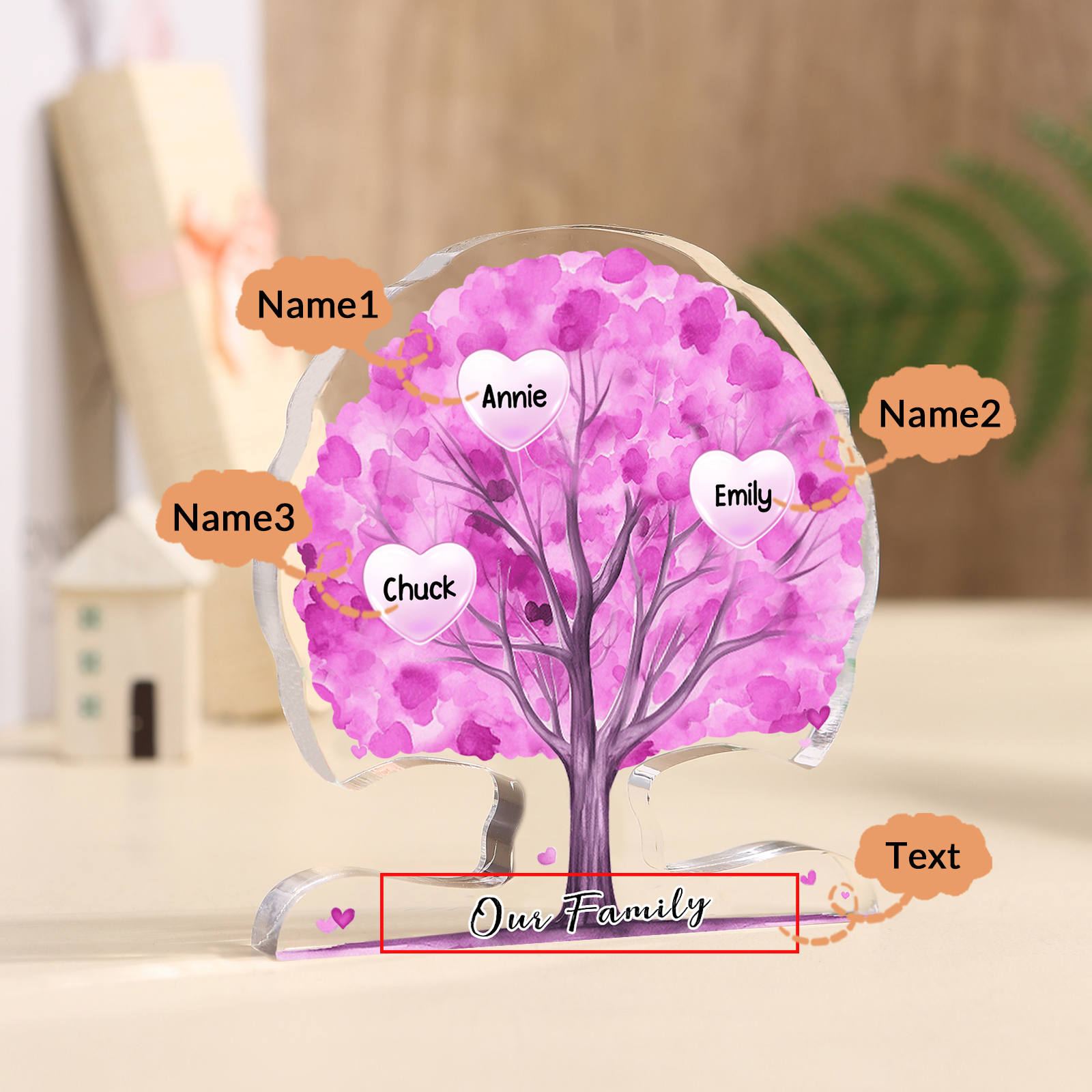 Personalised Tree Shaped Acrylic Plaque Best Mom Ever Custom Family Tree Gift for Mom | Jessemade