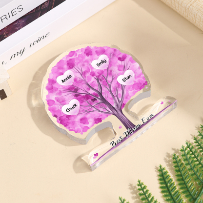 Personalised Tree Shaped Acrylic Plaque Best Mom Ever Custom Family Tree Gift for Mom | Jessemade