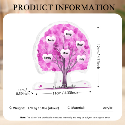 Personalised Tree Shaped Acrylic Plaque Best Mom Ever Custom Family Tree Gift for Mom | Jessemade