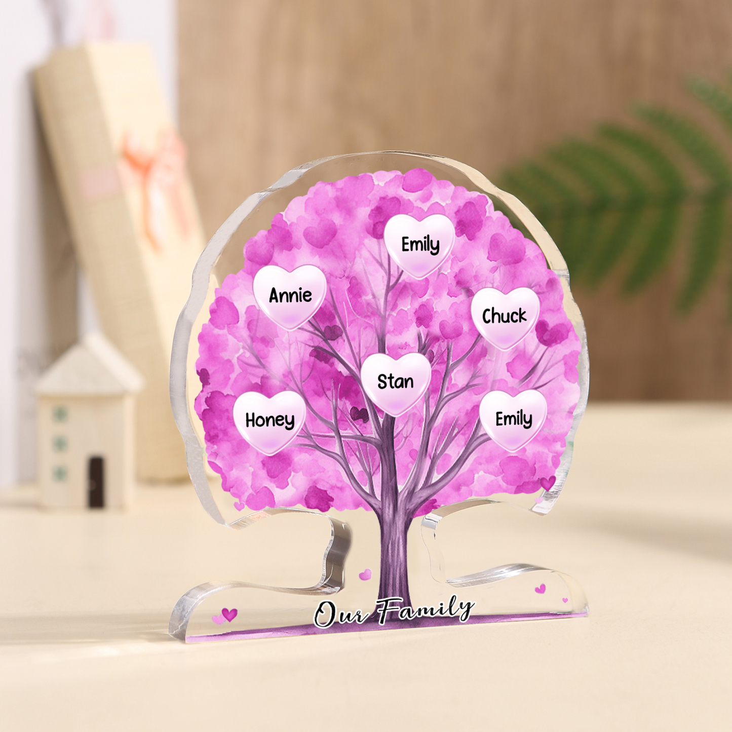 Personalised Tree Shaped Acrylic Plaque Best Mom Ever Custom Family Tree Gift for Mom | Jessemade