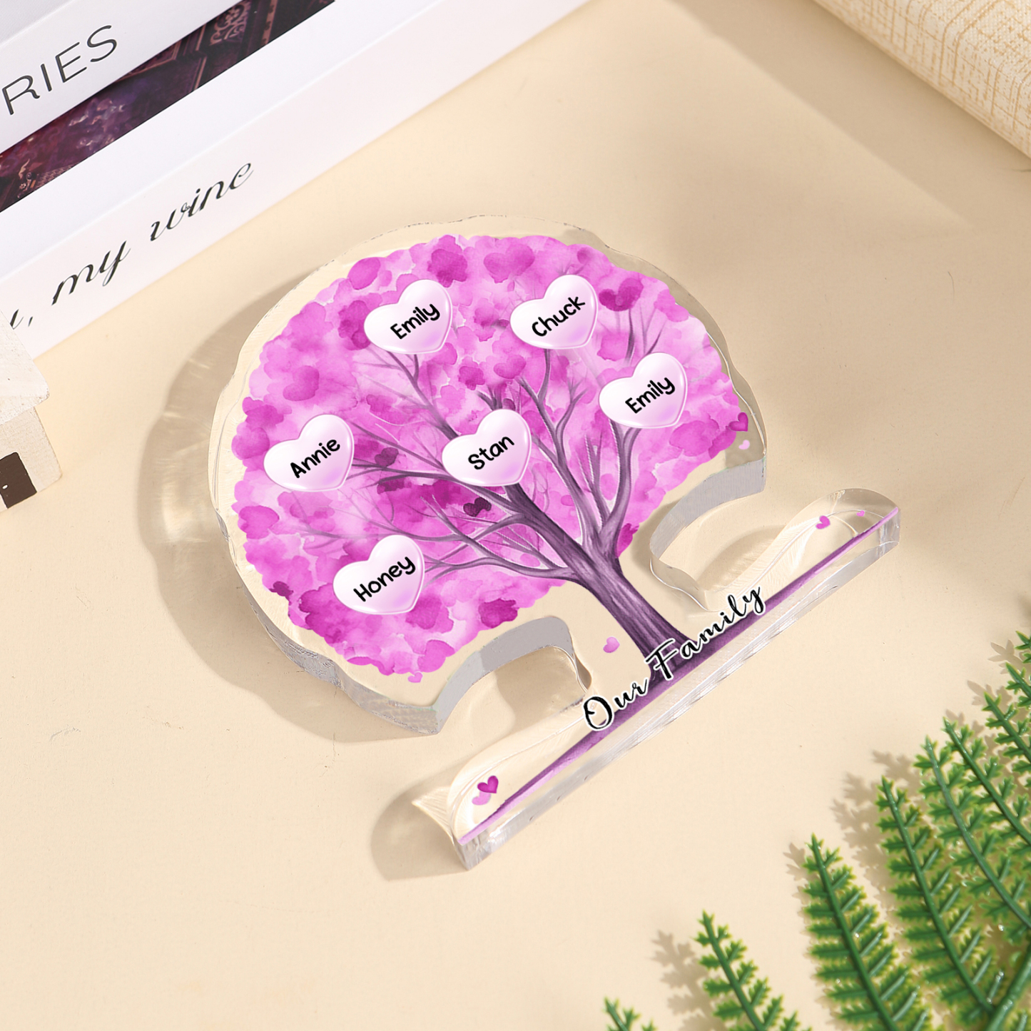 Personalised Tree Shaped Acrylic Plaque Best Mom Ever Custom Family Tree Gift for Mom | Jessemade
