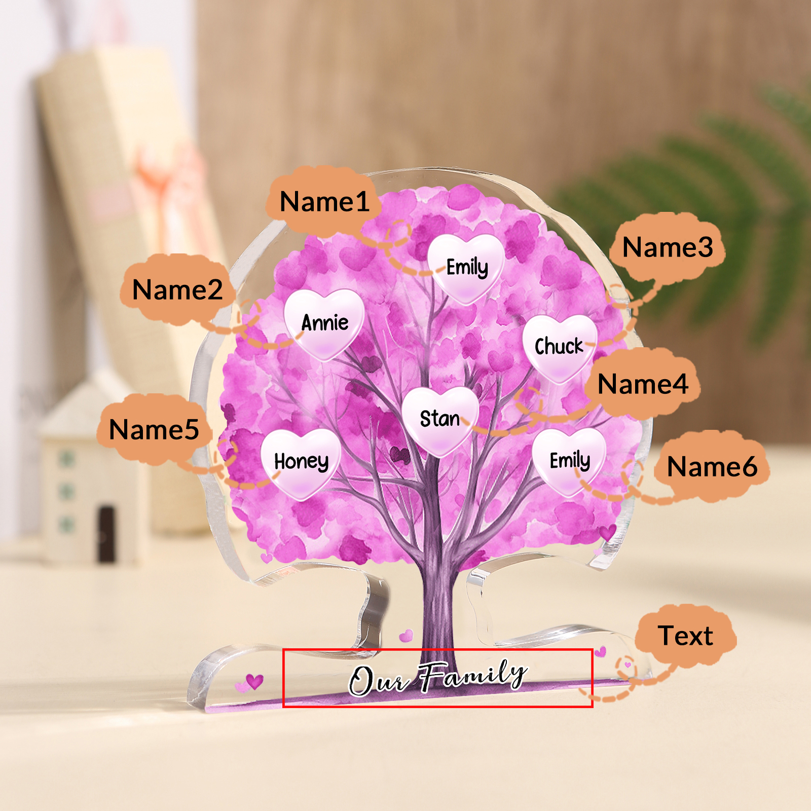Personalised Tree Shaped Acrylic Plaque Best Mom Ever Custom Family Tree Gift for Mom | Jessemade
