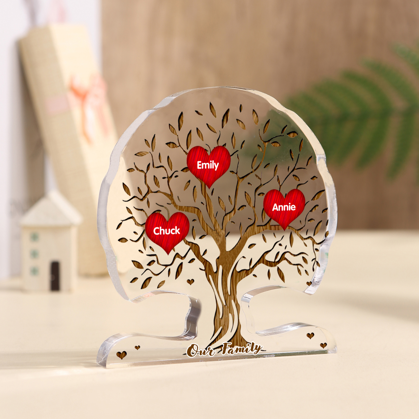 Personalised Tree Shaped Acrylic Plaque Best Mom Ever Custom Family Tree Gift for Mom | Jessemade